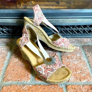 Rieker Regina Slingback T Strap Wedge Sandal SZ 10 EU 41 EUC!